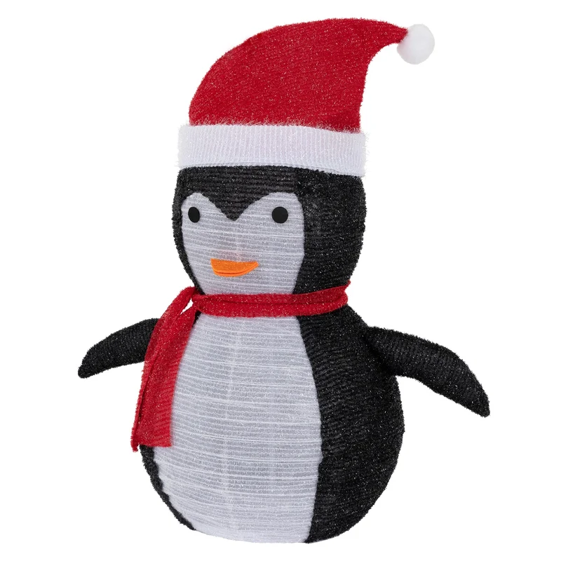 LED Weihnachtspinguin 68cm hoch mit Mütze und Schal Gartenfigur Weihnachtsdeko mit 30 warmweißen LEDs