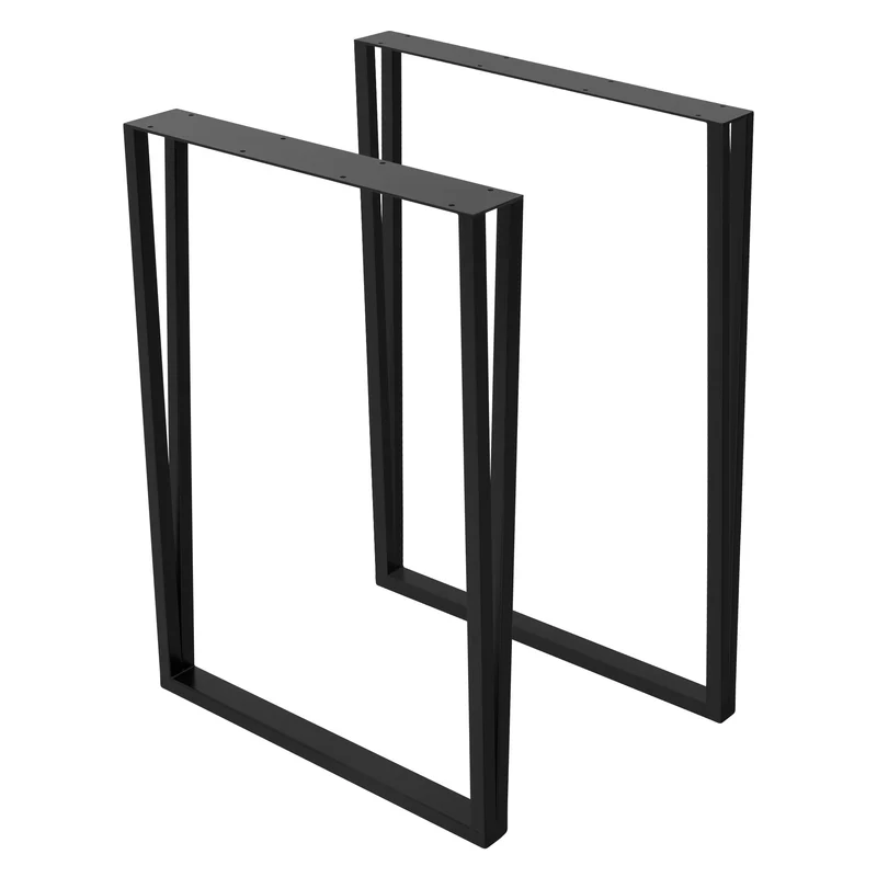 2 Stück Tischbeine B50xH71,5 cm Tischkufen rechteckige Form Stahl pulverbeschichtet Schwarz ML-Design