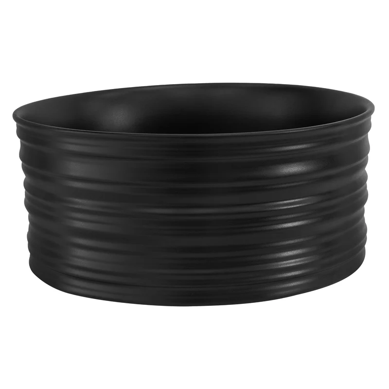 Waschbecken Rund ohne Überlauf Ø 41x18 cm Schwarz aus Keramik LuxeBath
