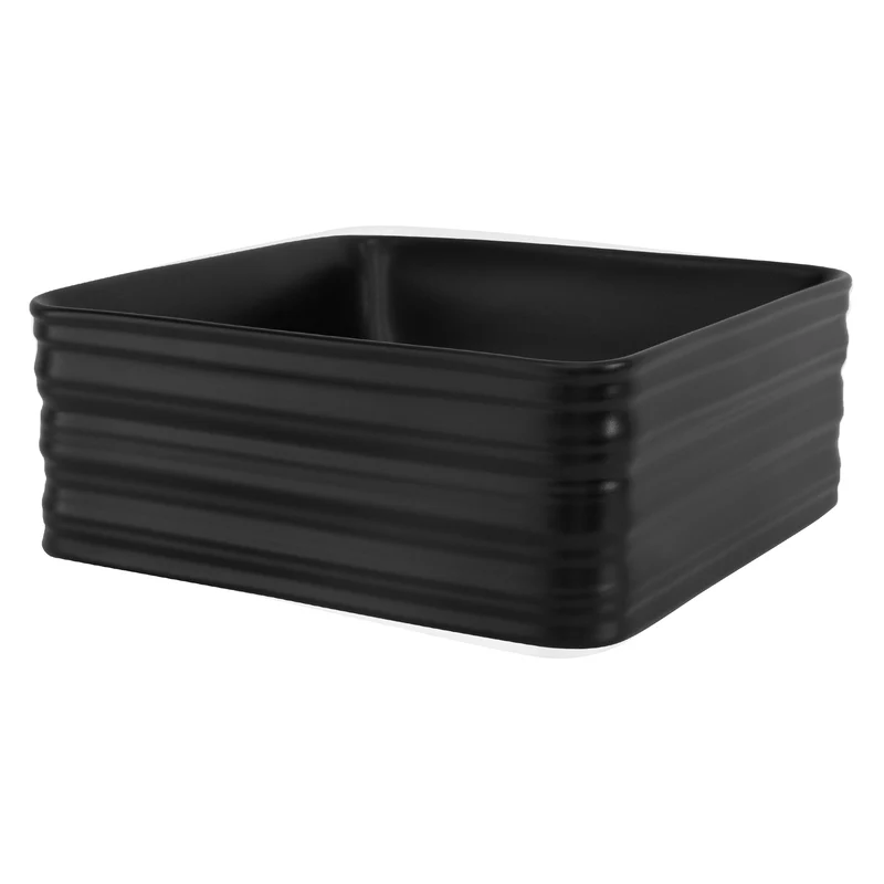 Waschbecken Quadratisch ohne Überlauf 39x39x15 cm Schwarz aus Keramik LuxeBath