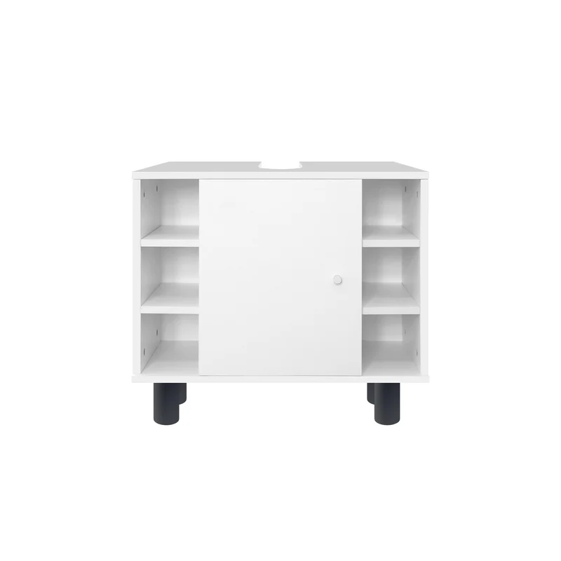Waschbeckenunterschrank Badezimmerschrank 60x54x32 cm mit 1 Türen und 6 Ablagen Weiß ML-Design