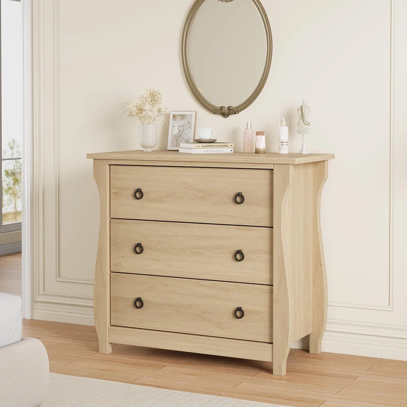 Garvee Kommode mit 3 Schubladen, 75,9 × 40,1 × 74,4 cm, für Schlafzimmer und Wohnzimmer, rot, mit Stauraum