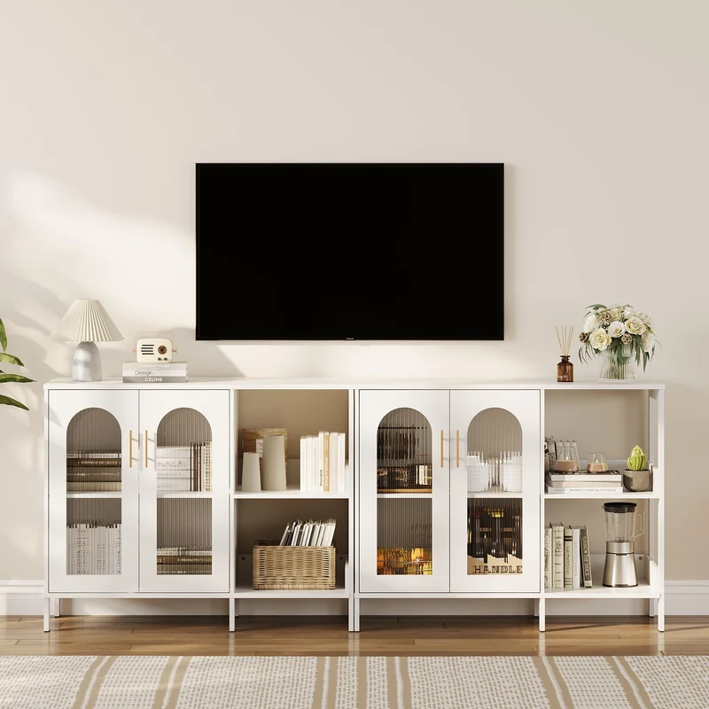 Garvee Sideboard, verstellbare Regale, für Wohnzimmer und Esszimmer, Weiß