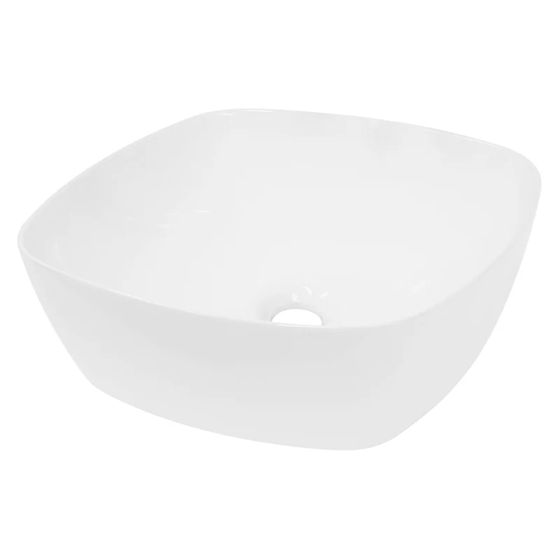 Waschbecken Rund ohne Überlauf Ø 40,5x14 cm Weiß aus Keramik LuxeBath
