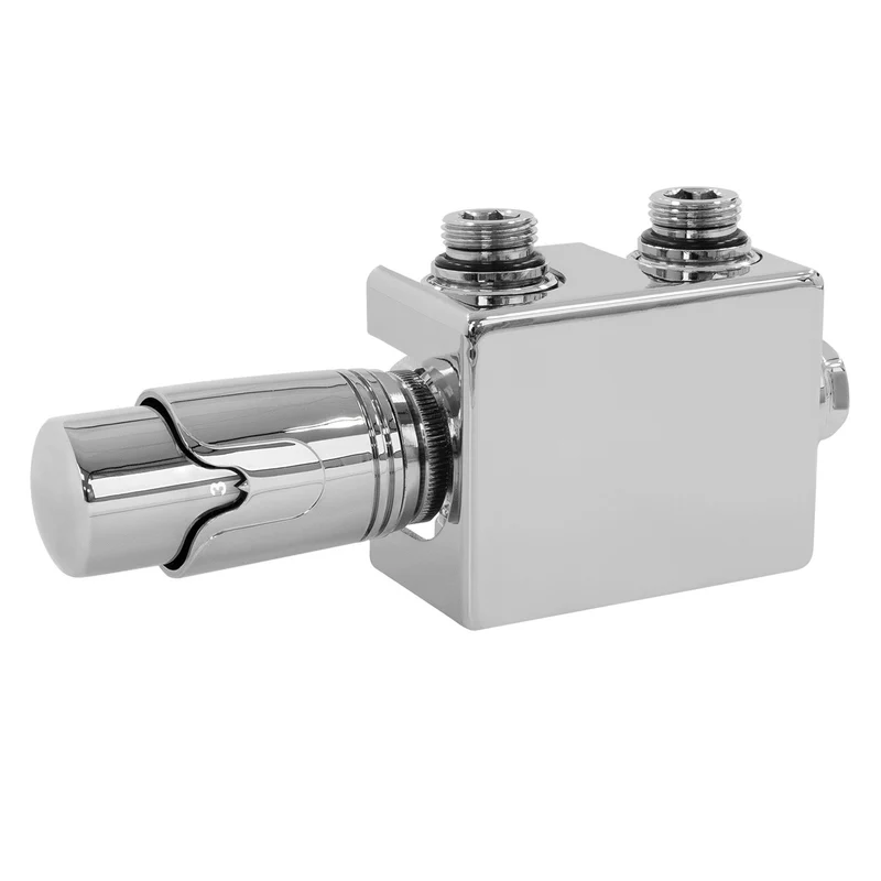Ventil-Armaturen Set Chrom Universal für Eck- und Durchgangsform inkl. Thermostatkopf LuxeBath