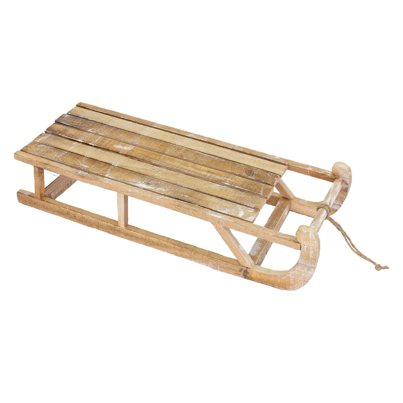 Weihnachtsdeko Schlitten 73x13,5x27,5 cm braun aus Holz mit LED