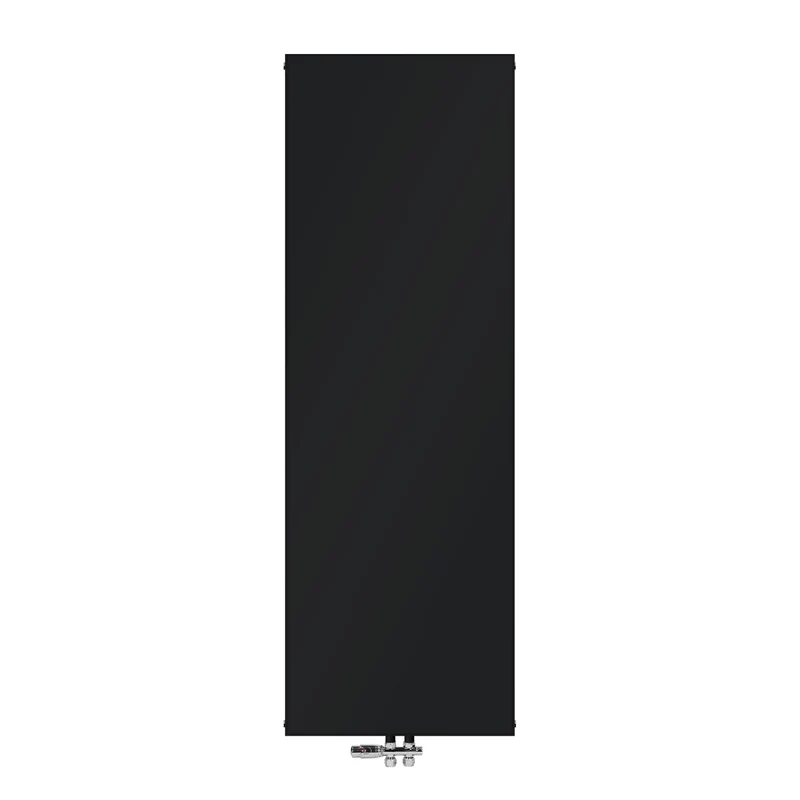 Badheizkörper Einlagig 1800x604 mm Schwarz matt mit Mittelanschluss und Boden Anschlussgarnitur LuxeBath
