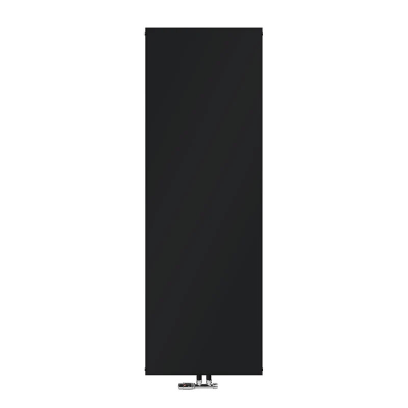 Badheizkörper Einlagig 1800x604 mm Schwarz matt mit Mittelanschluss und Wand Anschlussgarnitur LuxeBath
