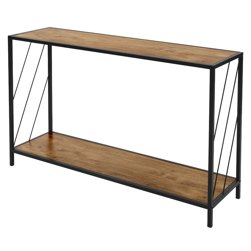 Konsolentisch 120x75 cm mit Eiche-Rustikal Dekor und Stahlgestell in Schwarz Flurtisch ML-Design