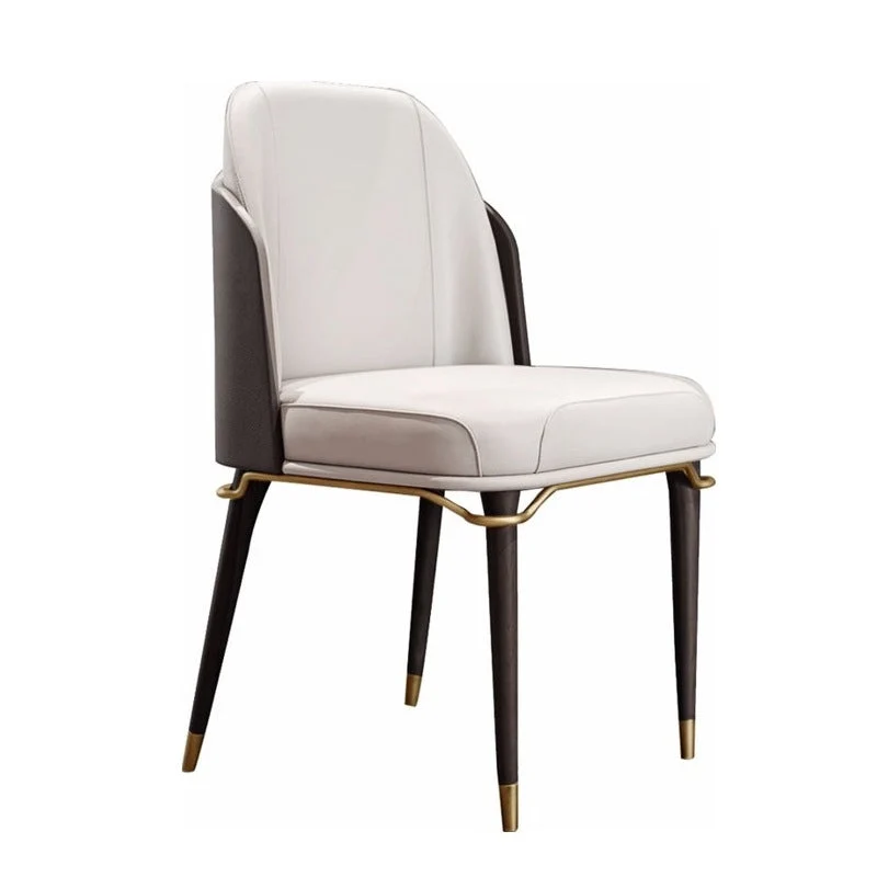 Solid Back Chair Scandinavian Design Armless Leather Dining Chair