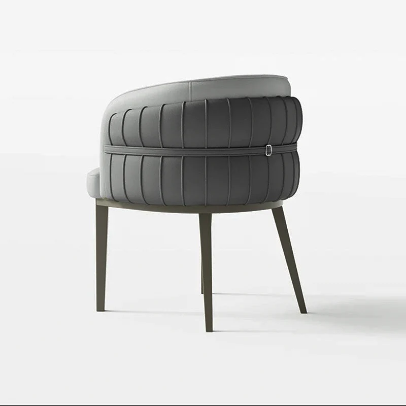 Modern Luxury Round Upholstered PU Leather Carbon Steel Plywood Dining Chair Curved Backrest For Dining Room