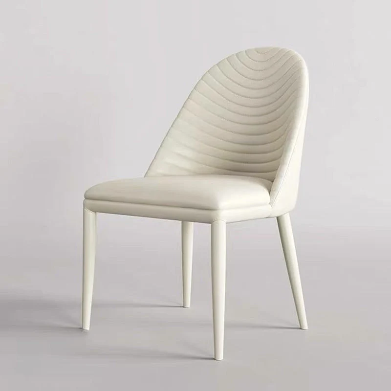 Contemporary Scandinavian Faux Leather Carbon Steel Sponge Square Shell Shape Line Design Dining Chair Backrest For Dining Room