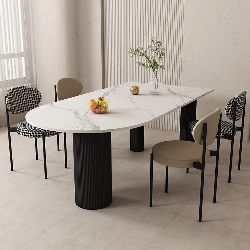 Free Form Sintered Stone Dining Table White Dining Table with Pedestal