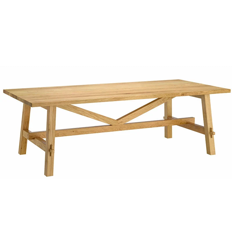 Rectangle Solid Wood Dining Room Table Modern Trestle Counter Table in Natural