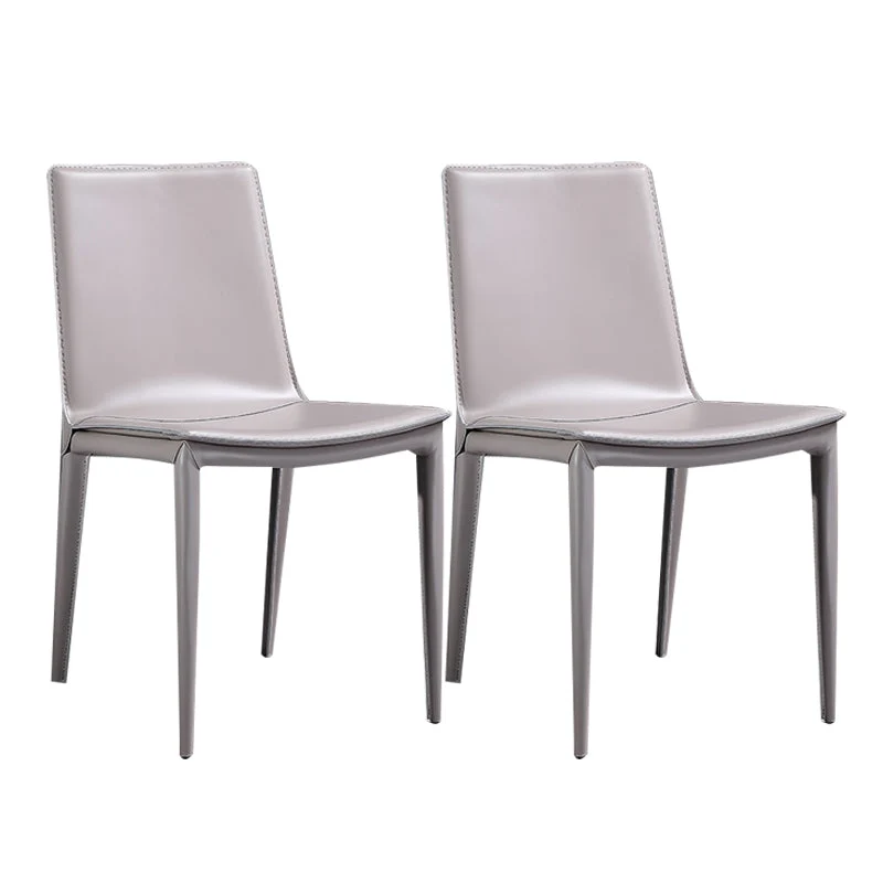 Leather Dining Chair Minimalist Design Solid Back Armless Dining Chair