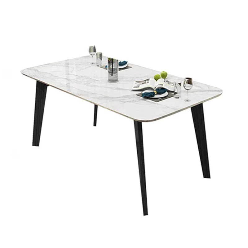Marble White Tone Dining Table Simplicity 4 Legs Table for Dining Room