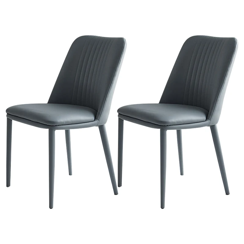Leather Dining Chair Minimalist Style Armless Solid Back Chair for Home